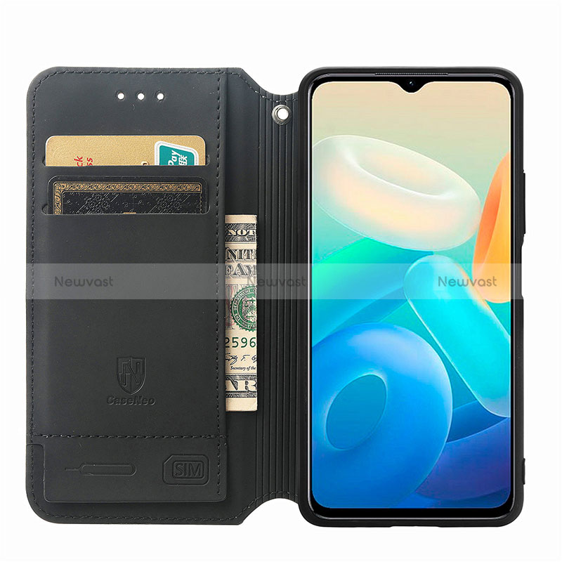 Leather Case Stands Fashionable Pattern Flip Cover Holder S02D for Vivo iQOO Z6 Lite 5G