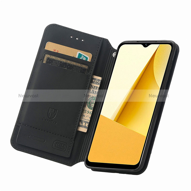 Leather Case Stands Fashionable Pattern Flip Cover Holder S02D for Vivo Y02S