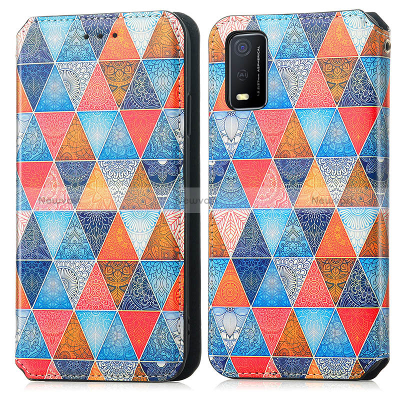 Leather Case Stands Fashionable Pattern Flip Cover Holder S02D for Vivo Y3s (2021)