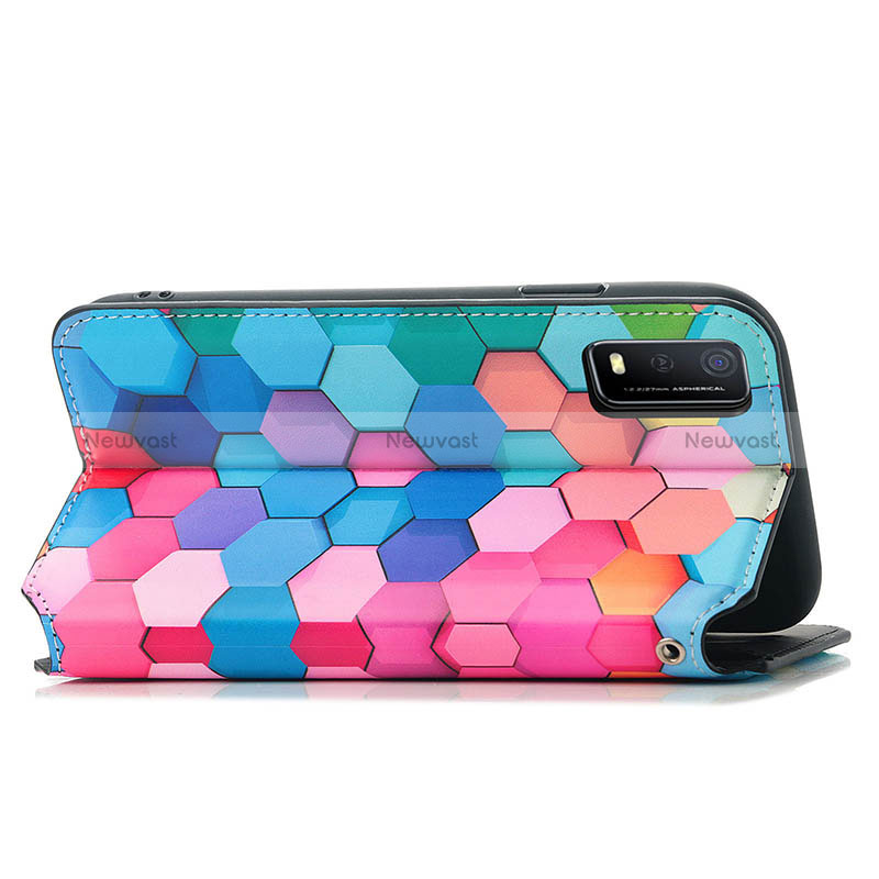 Leather Case Stands Fashionable Pattern Flip Cover Holder S02D for Vivo Y3s (2021)