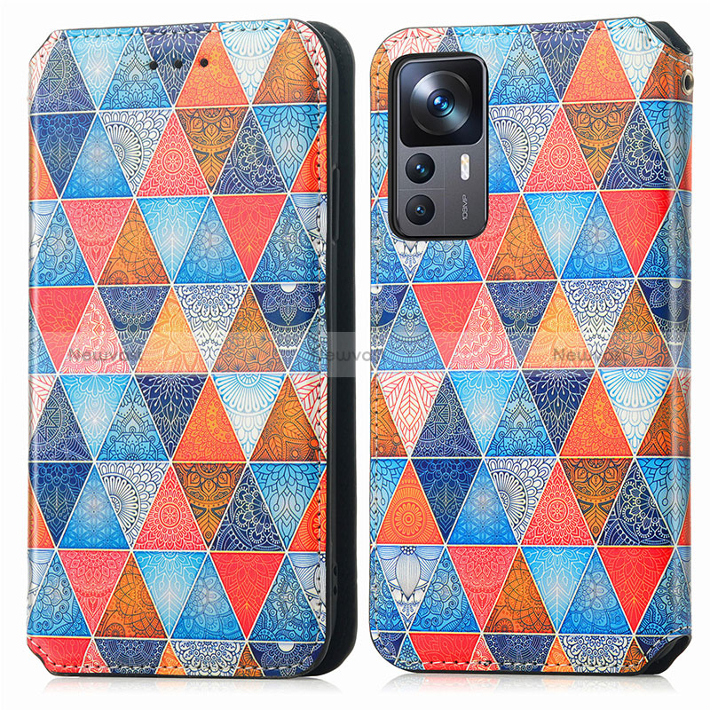 Leather Case Stands Fashionable Pattern Flip Cover Holder S02D for Xiaomi Mi 12T 5G