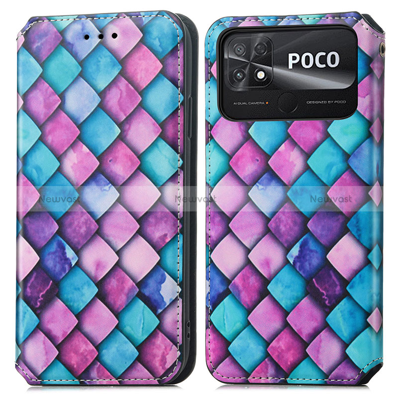 Leather Case Stands Fashionable Pattern Flip Cover Holder S02D for Xiaomi Poco C40