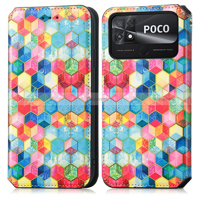 Leather Case Stands Fashionable Pattern Flip Cover Holder S02D for Xiaomi Poco C40