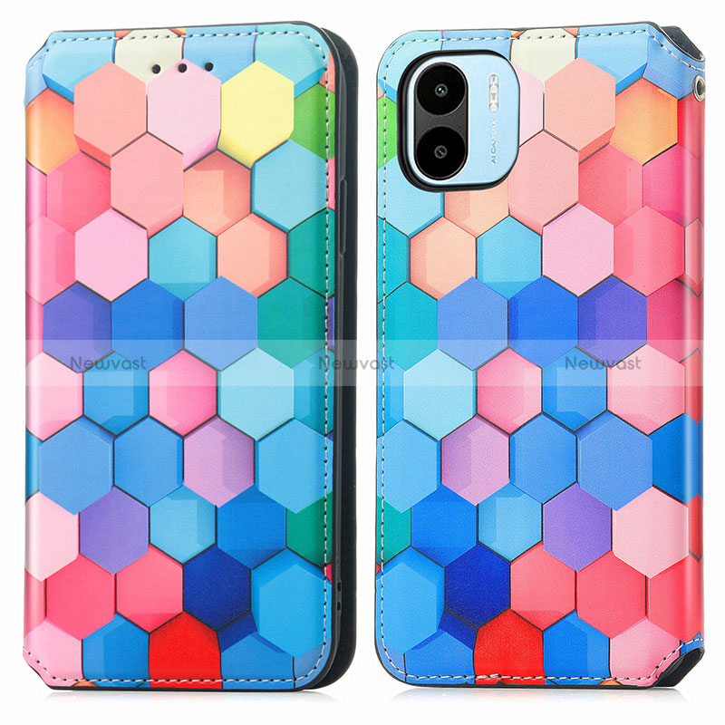 Leather Case Stands Fashionable Pattern Flip Cover Holder S02D for Xiaomi Poco C50 Colorful