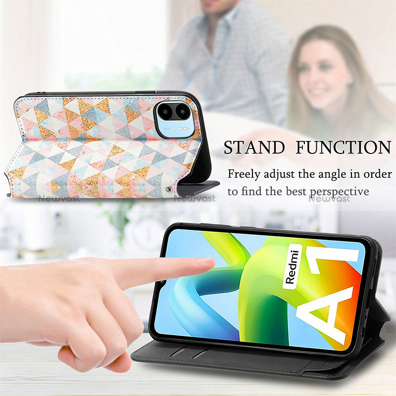 Leather Case Stands Fashionable Pattern Flip Cover Holder S02D for Xiaomi Poco C51