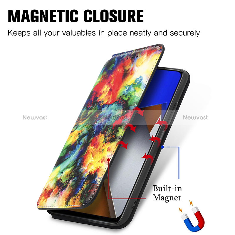 Leather Case Stands Fashionable Pattern Flip Cover Holder S02D for Xiaomi Poco M4 Pro 4G