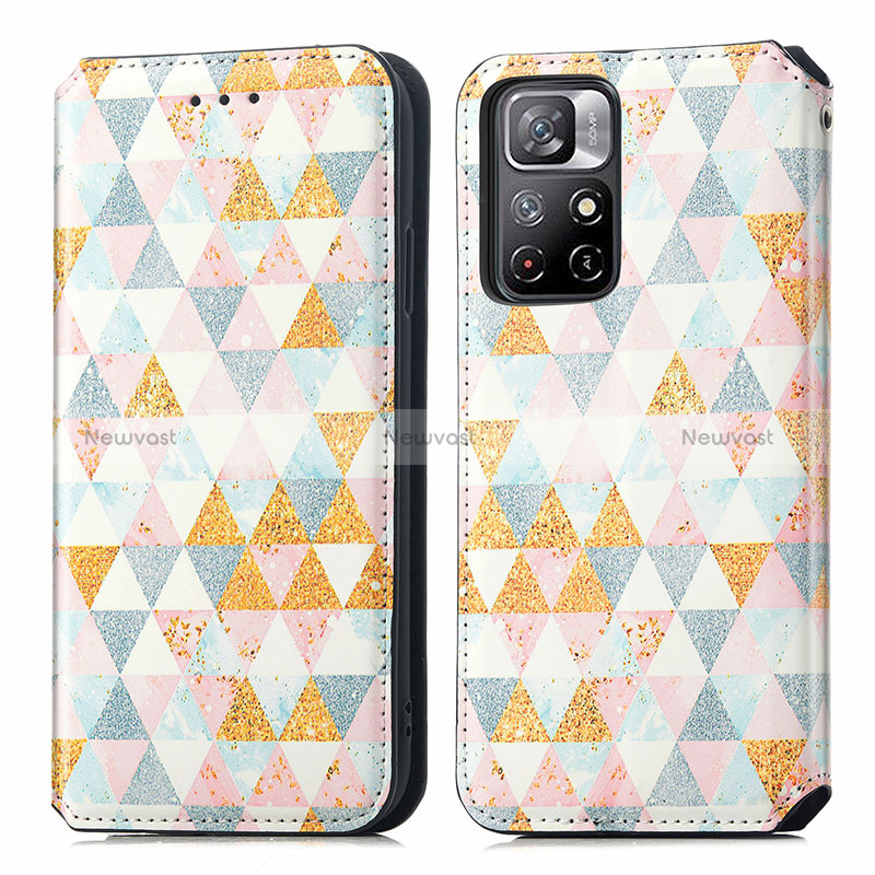 Leather Case Stands Fashionable Pattern Flip Cover Holder S02D for Xiaomi Poco M4 Pro 5G