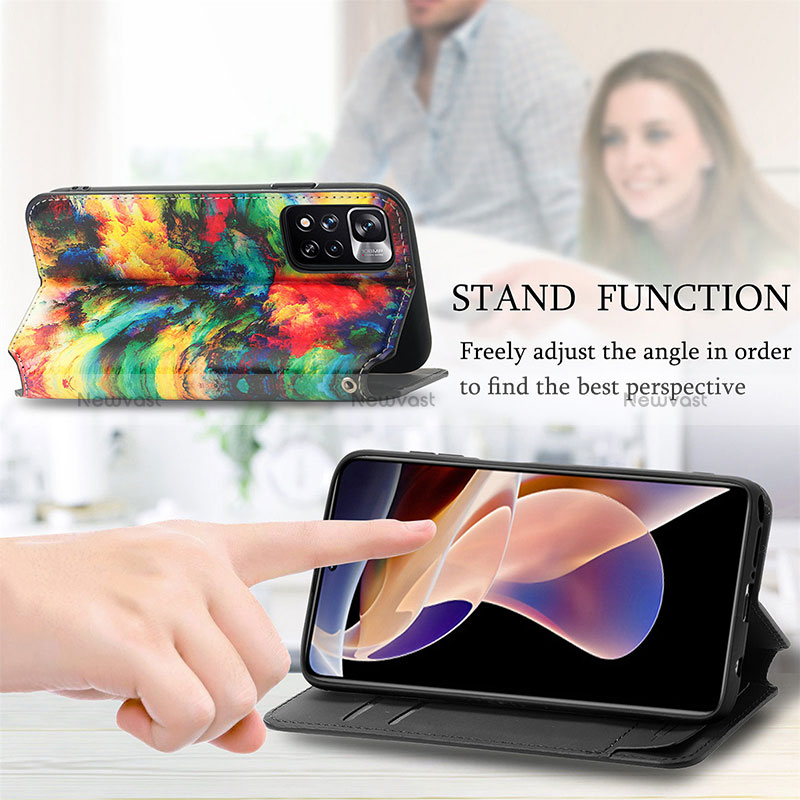 Leather Case Stands Fashionable Pattern Flip Cover Holder S02D for Xiaomi Poco X4 NFC