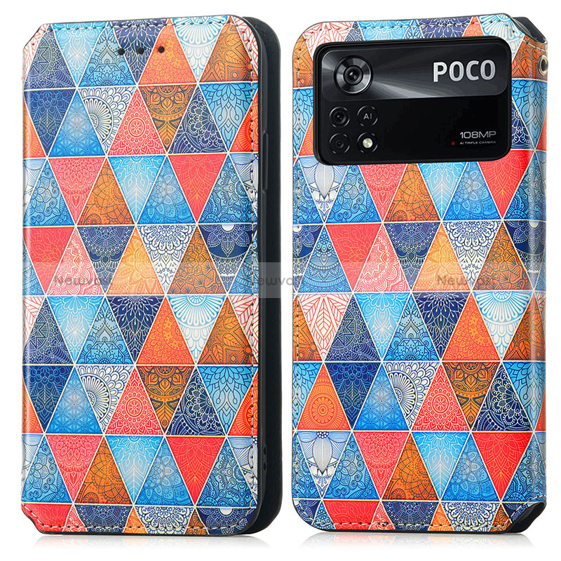 Leather Case Stands Fashionable Pattern Flip Cover Holder S02D for Xiaomi Poco X4 Pro 5G