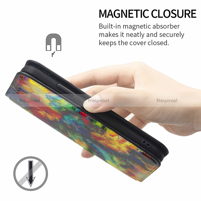 Leather Case Stands Fashionable Pattern Flip Cover Holder S02D for Xiaomi Redmi 10 (2022)