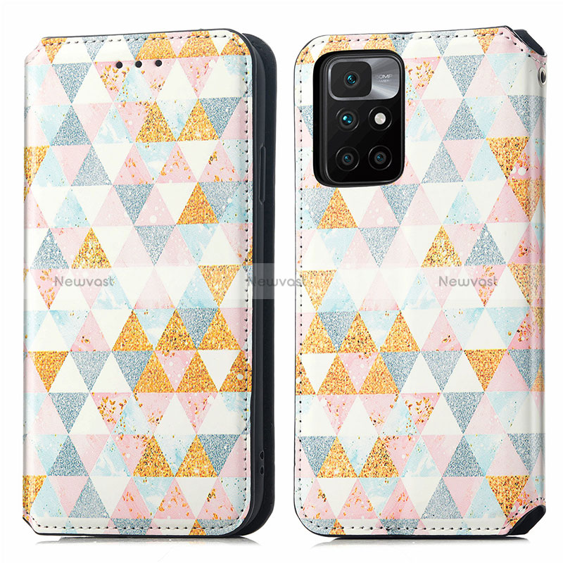 Leather Case Stands Fashionable Pattern Flip Cover Holder S02D for Xiaomi Redmi 10 (2022)