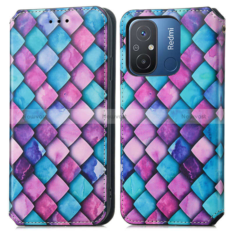 Leather Case Stands Fashionable Pattern Flip Cover Holder S02D for Xiaomi Redmi 11A 4G Purple