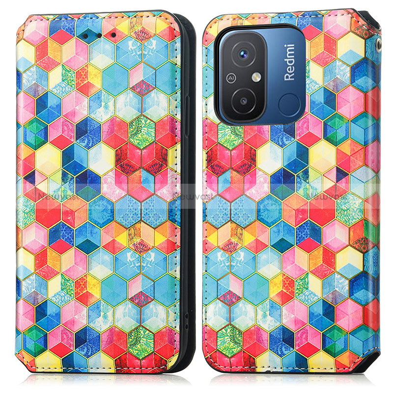 Leather Case Stands Fashionable Pattern Flip Cover Holder S02D for Xiaomi Redmi 12C 4G