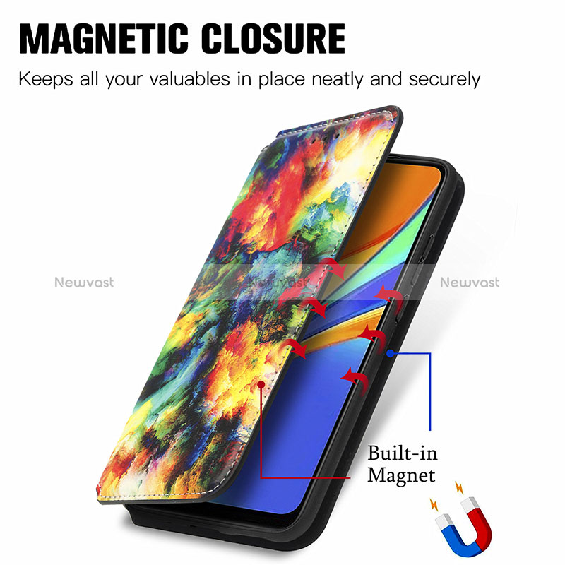 Leather Case Stands Fashionable Pattern Flip Cover Holder S02D for Xiaomi Redmi 9 India