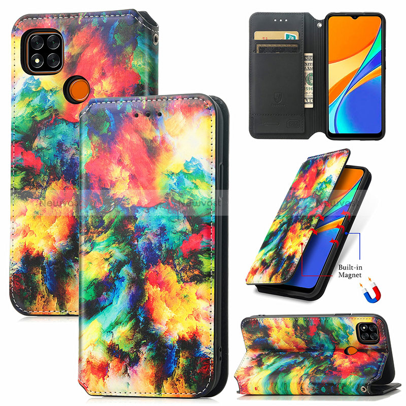 Leather Case Stands Fashionable Pattern Flip Cover Holder S02D for Xiaomi Redmi 9 India