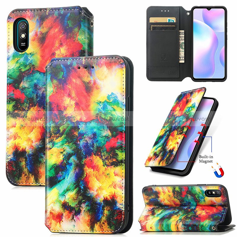 Leather Case Stands Fashionable Pattern Flip Cover Holder S02D for Xiaomi Redmi 9A