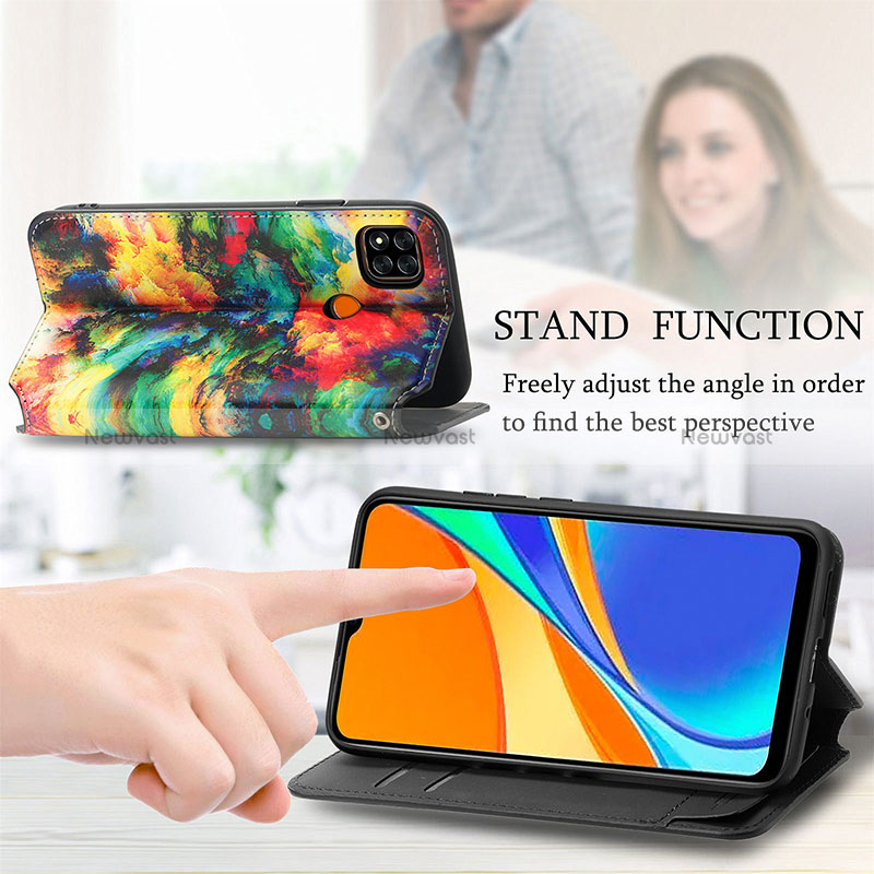 Leather Case Stands Fashionable Pattern Flip Cover Holder S02D for Xiaomi Redmi 9C NFC