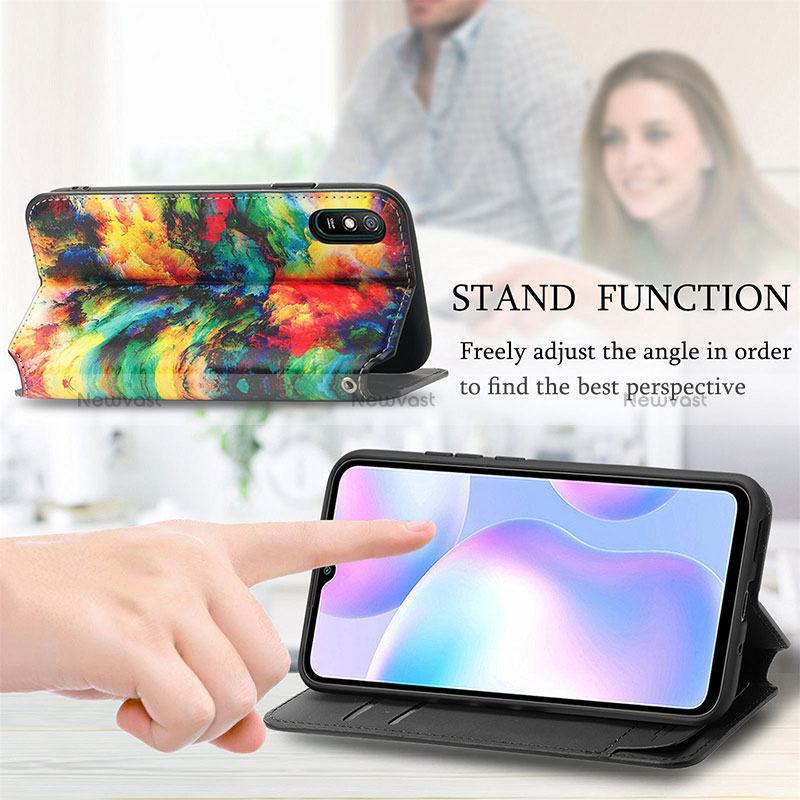 Leather Case Stands Fashionable Pattern Flip Cover Holder S02D for Xiaomi Redmi 9i