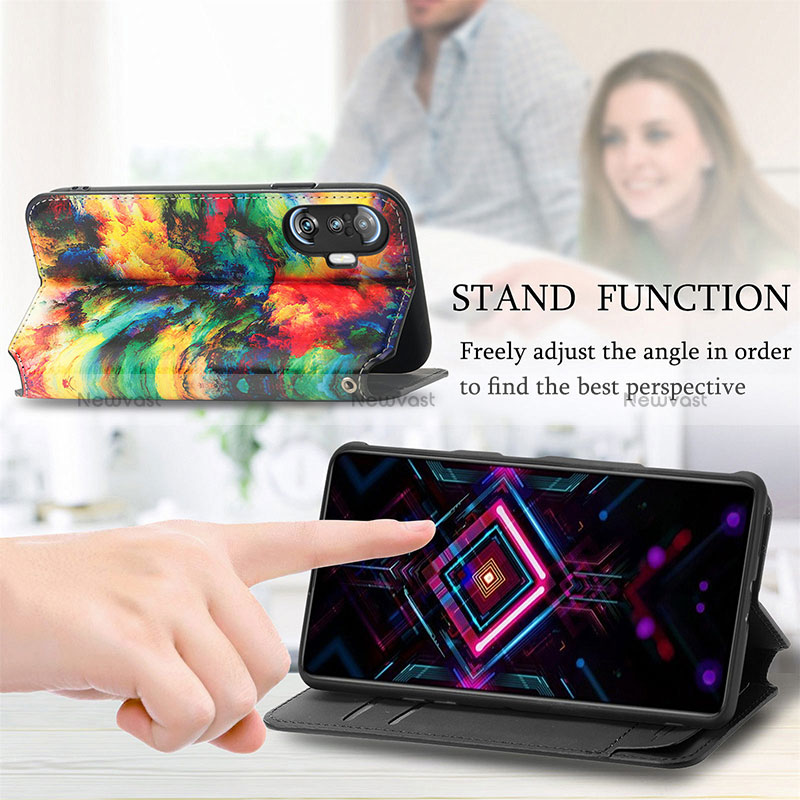 Leather Case Stands Fashionable Pattern Flip Cover Holder S02D for Xiaomi Redmi K40 Gaming 5G