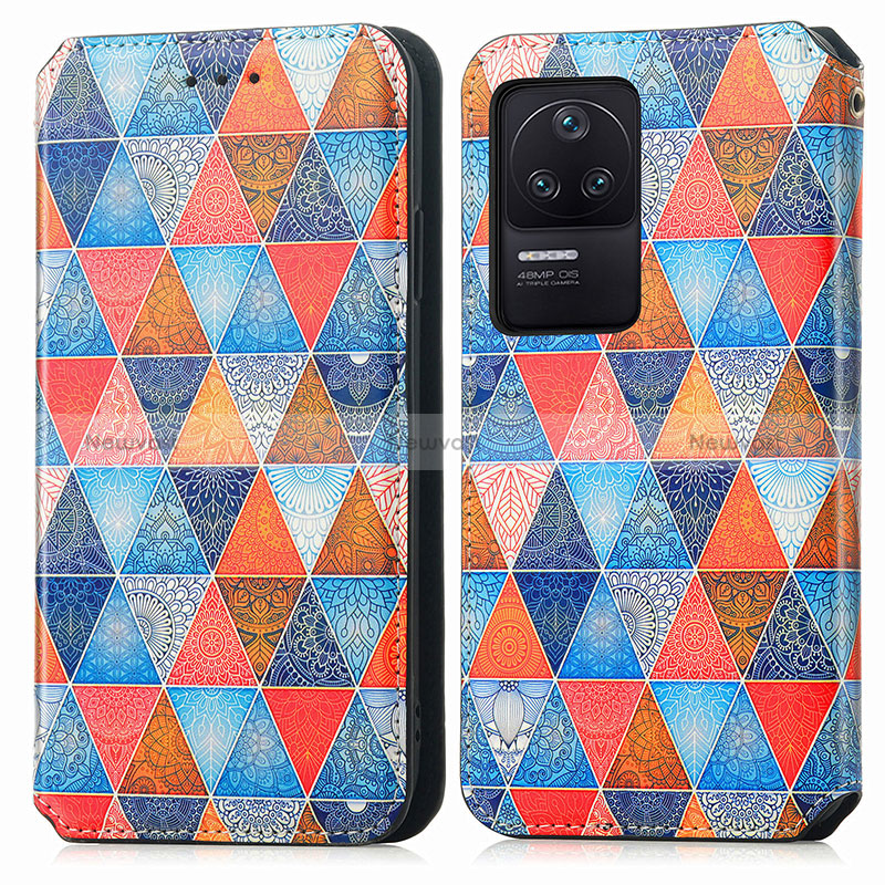 Leather Case Stands Fashionable Pattern Flip Cover Holder S02D for Xiaomi Redmi K40S 5G