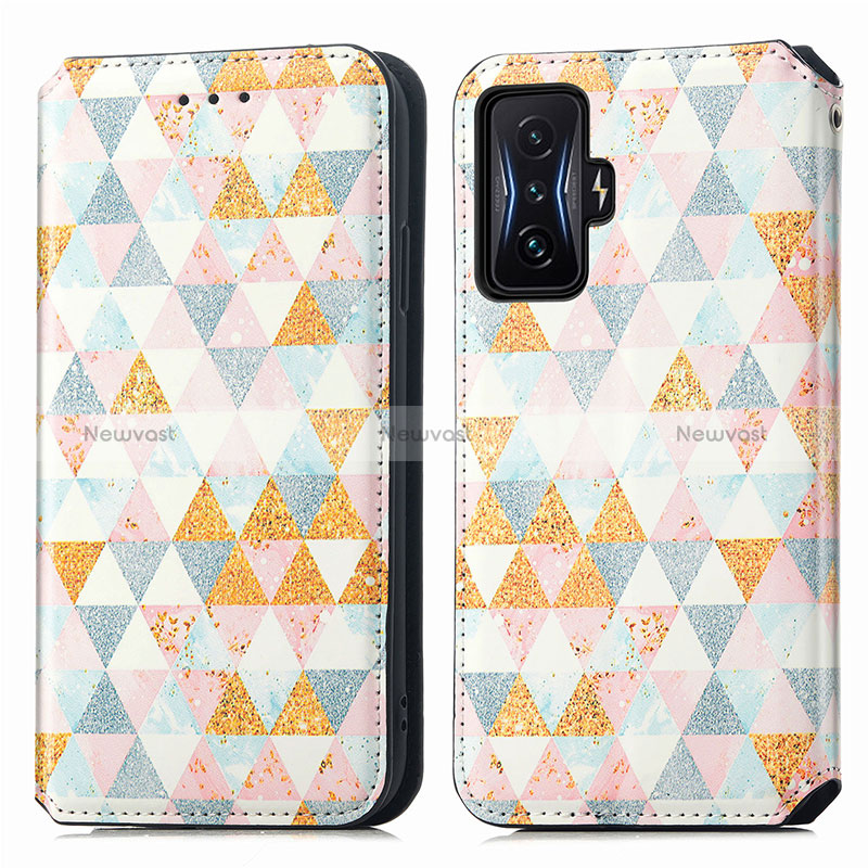 Leather Case Stands Fashionable Pattern Flip Cover Holder S02D for Xiaomi Redmi K50 Gaming AMG F1 5G