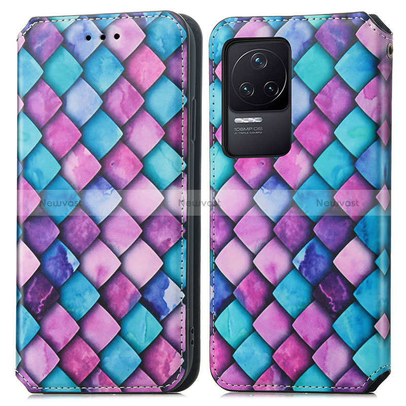 Leather Case Stands Fashionable Pattern Flip Cover Holder S02D for Xiaomi Redmi K50 Pro 5G Purple