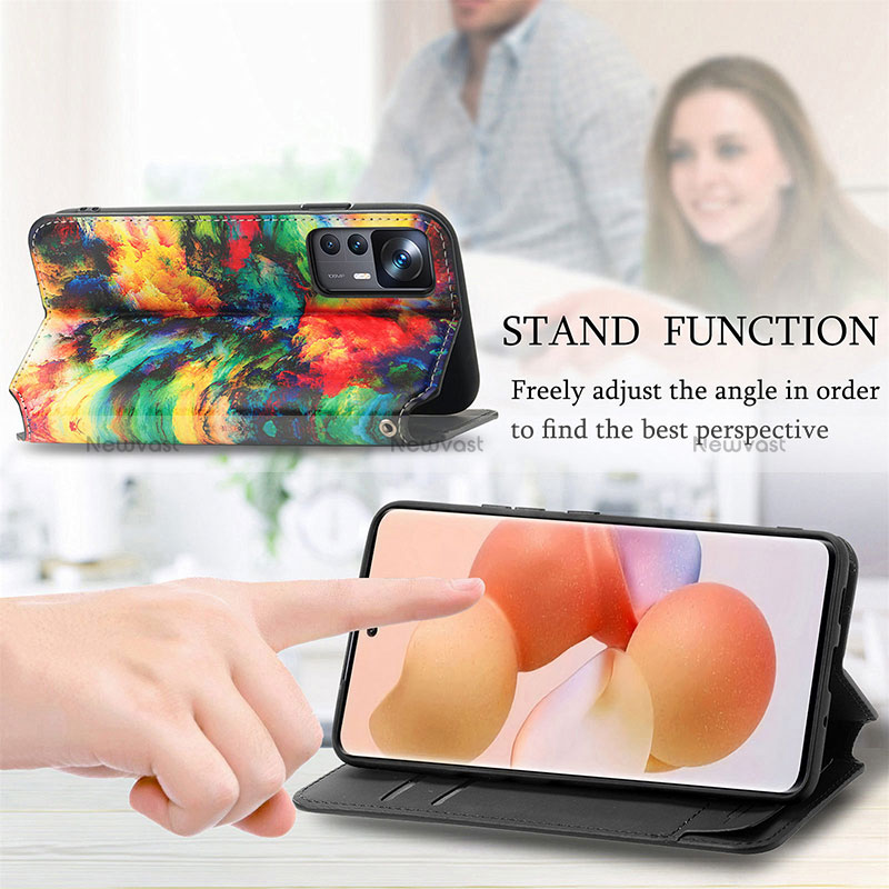 Leather Case Stands Fashionable Pattern Flip Cover Holder S02D for Xiaomi Redmi K50 Ultra 5G