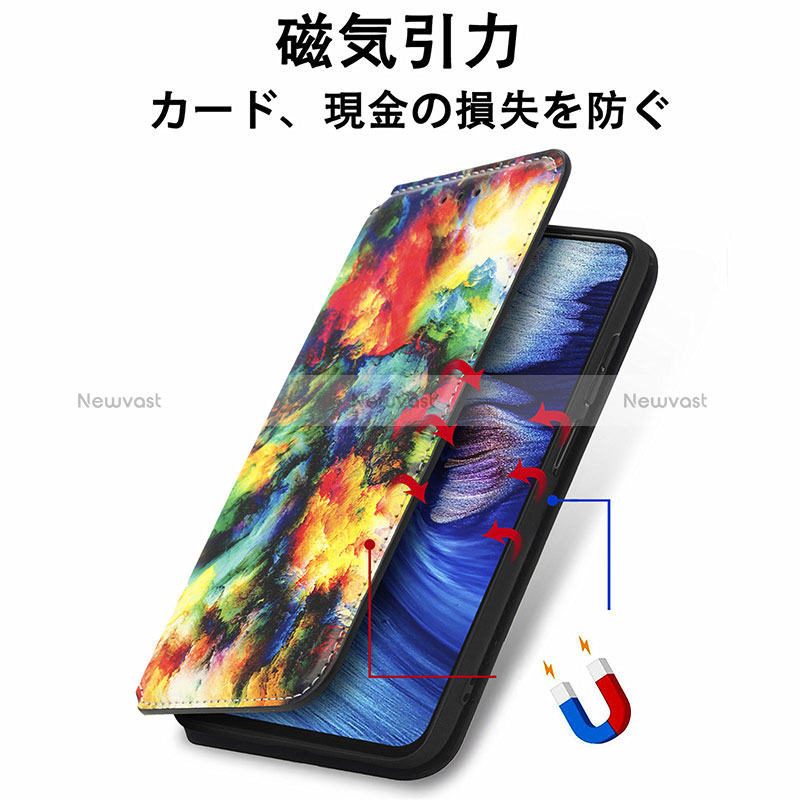 Leather Case Stands Fashionable Pattern Flip Cover Holder S02D for Xiaomi Redmi Note 10 JE 5G