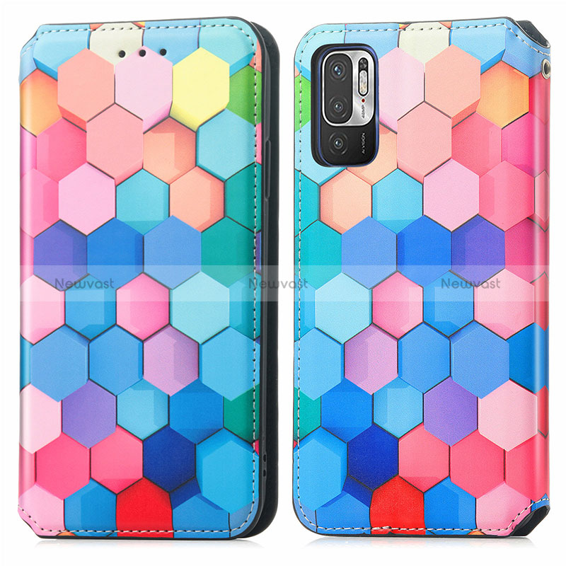 Leather Case Stands Fashionable Pattern Flip Cover Holder S02D for Xiaomi Redmi Note 10 JE 5G