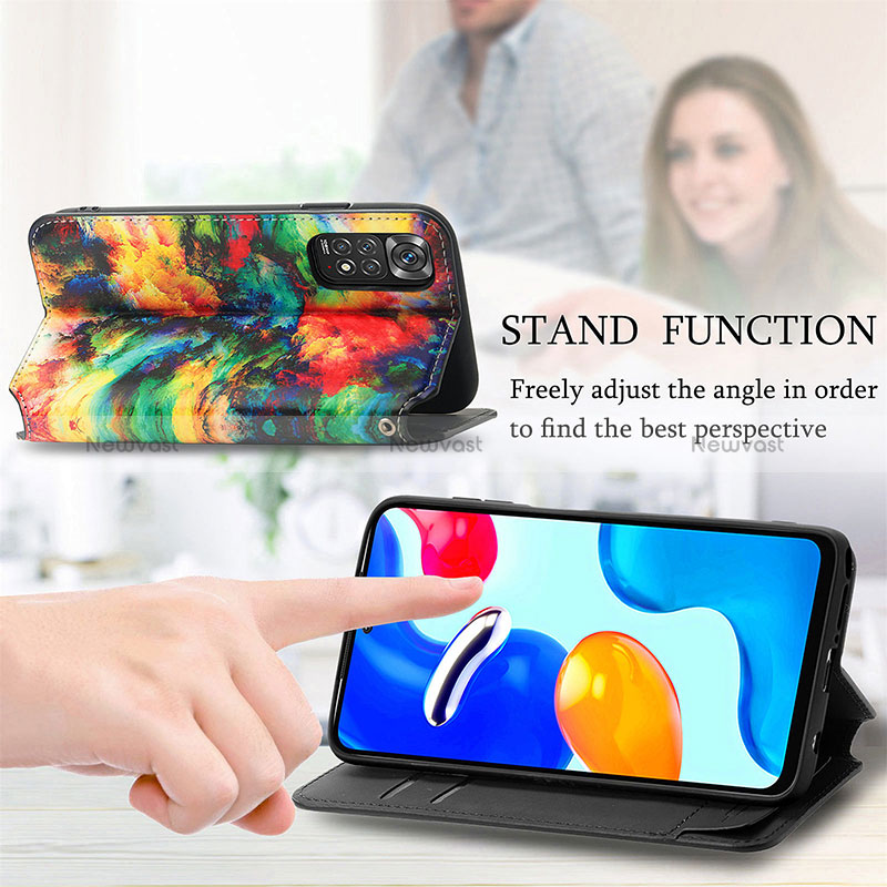 Leather Case Stands Fashionable Pattern Flip Cover Holder S02D for Xiaomi Redmi Note 11 4G (2022)