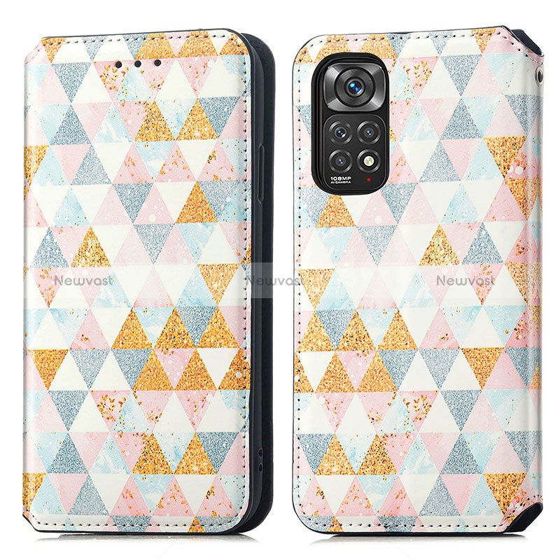 Leather Case Stands Fashionable Pattern Flip Cover Holder S02D for Xiaomi Redmi Note 11 4G (2022)