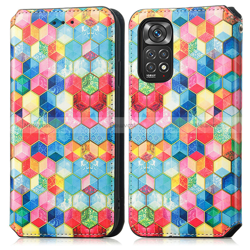 Leather Case Stands Fashionable Pattern Flip Cover Holder S02D for Xiaomi Redmi Note 11 4G (2022)