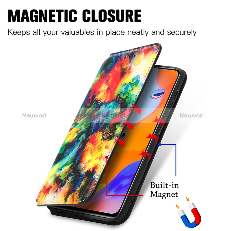 Leather Case Stands Fashionable Pattern Flip Cover Holder S02D for Xiaomi Redmi Note 11 Pro 4G