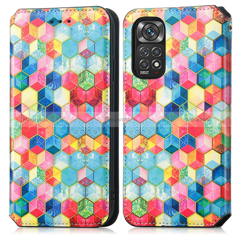 Leather Case Stands Fashionable Pattern Flip Cover Holder S02D for Xiaomi Redmi Note 11 Pro 4G