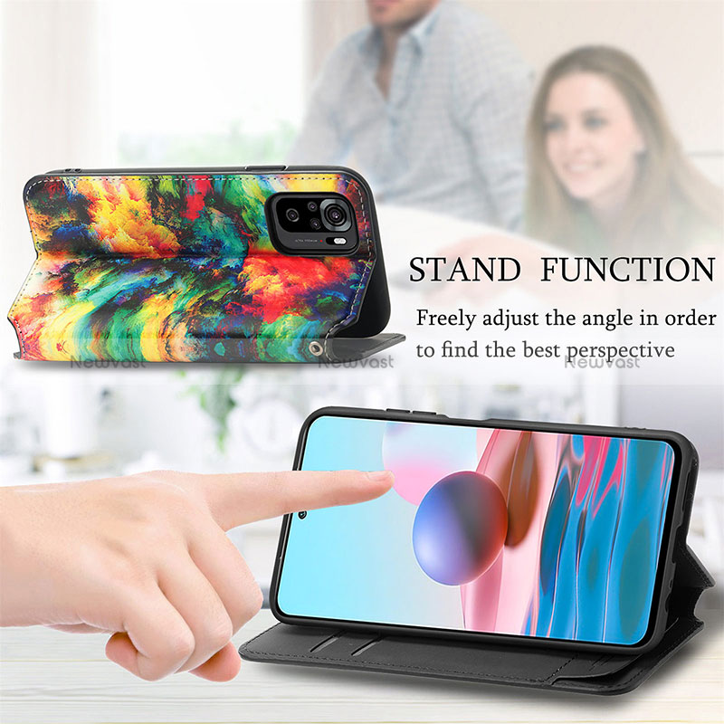 Leather Case Stands Fashionable Pattern Flip Cover Holder S02D for Xiaomi Redmi Note 11 SE India 4G