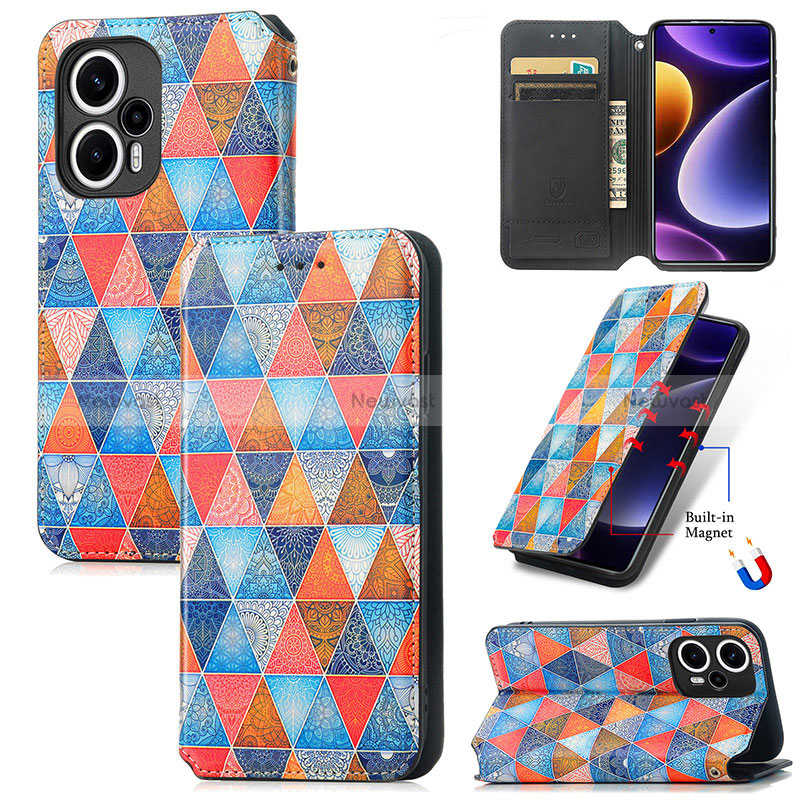 Leather Case Stands Fashionable Pattern Flip Cover Holder S02D for Xiaomi Redmi Note 12 Turbo 5G