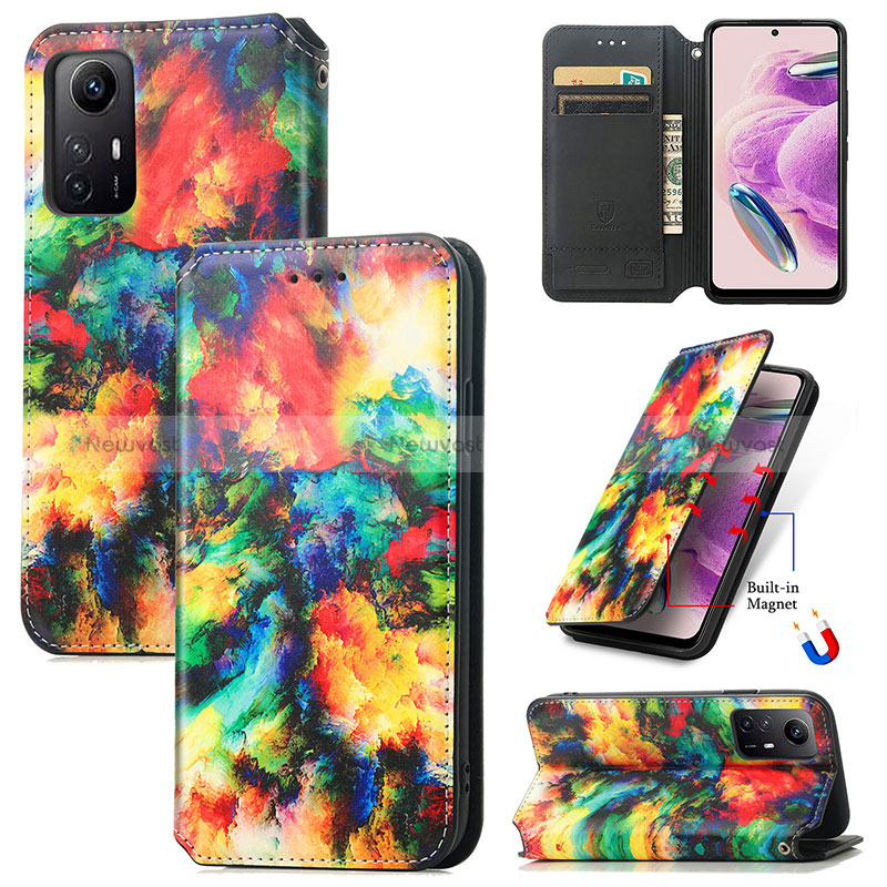 Leather Case Stands Fashionable Pattern Flip Cover Holder S02D for Xiaomi Redmi Note 12S