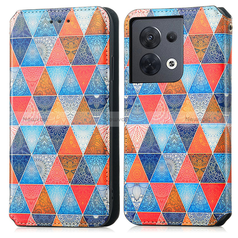 Leather Case Stands Fashionable Pattern Flip Cover Holder S02D for Xiaomi Redmi Note 13 5G