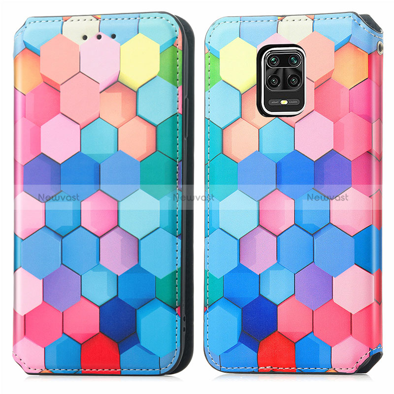 Leather Case Stands Fashionable Pattern Flip Cover Holder S02D for Xiaomi Redmi Note 9 Pro Max Colorful