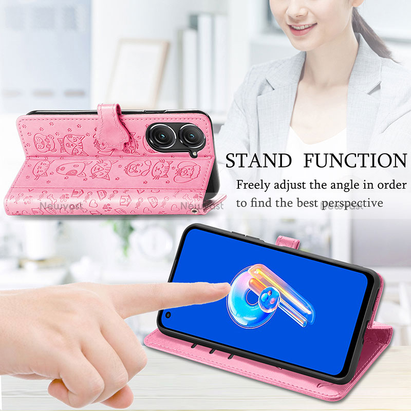 Leather Case Stands Fashionable Pattern Flip Cover Holder S03D for Asus Zenfone 9
