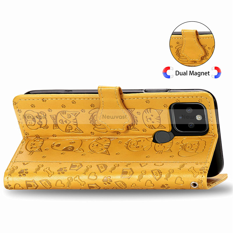 Leather Case Stands Fashionable Pattern Flip Cover Holder S03D for Google Pixel 5