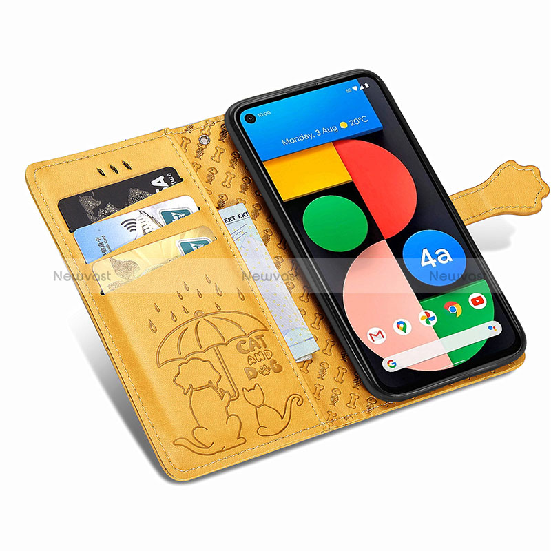 Leather Case Stands Fashionable Pattern Flip Cover Holder S03D for Google Pixel 5