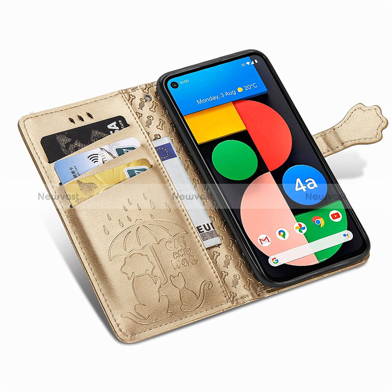 Leather Case Stands Fashionable Pattern Flip Cover Holder S03D for Google Pixel 5 XL 5G