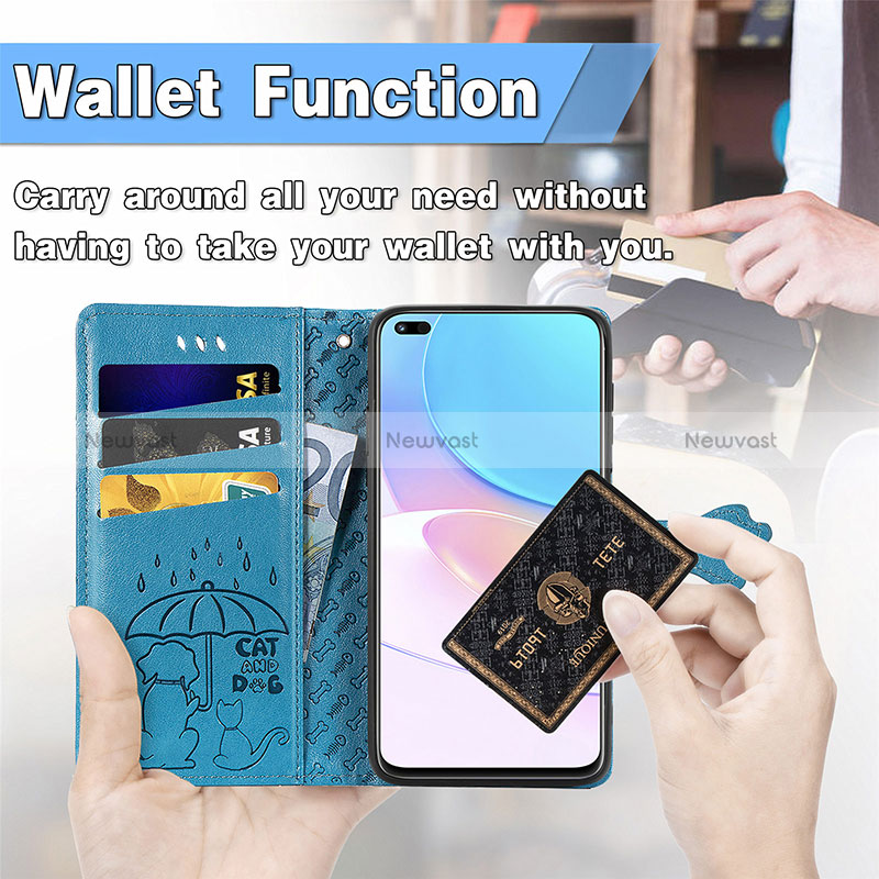 Leather Case Stands Fashionable Pattern Flip Cover Holder S03D for Huawei Honor 50 Lite