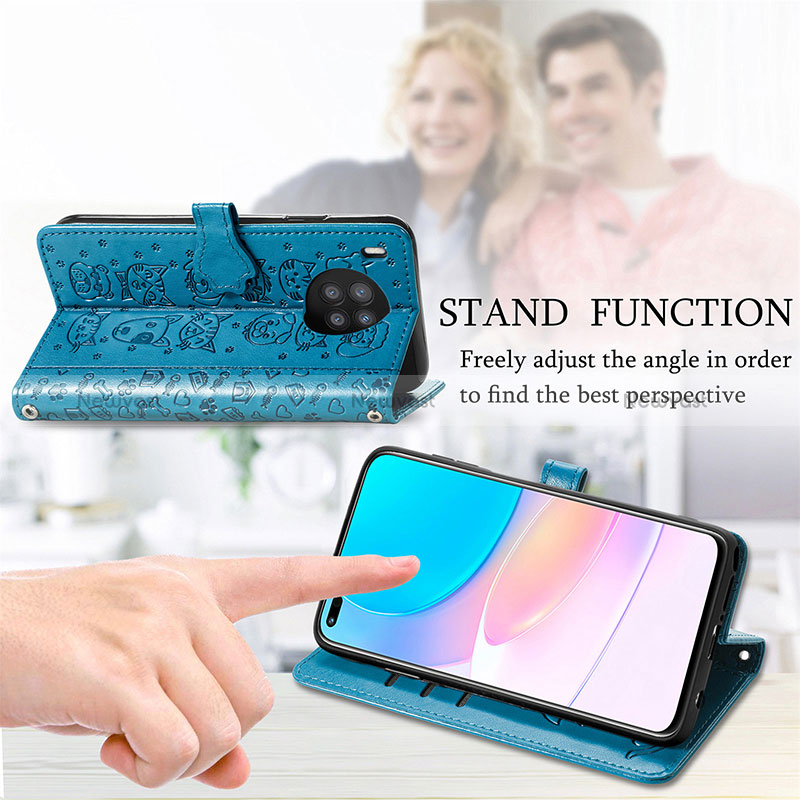 Leather Case Stands Fashionable Pattern Flip Cover Holder S03D for Huawei Honor 50 Lite