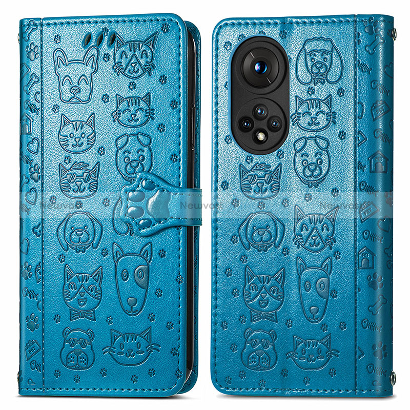 Leather Case Stands Fashionable Pattern Flip Cover Holder S03D for Huawei Honor 50 Pro 5G