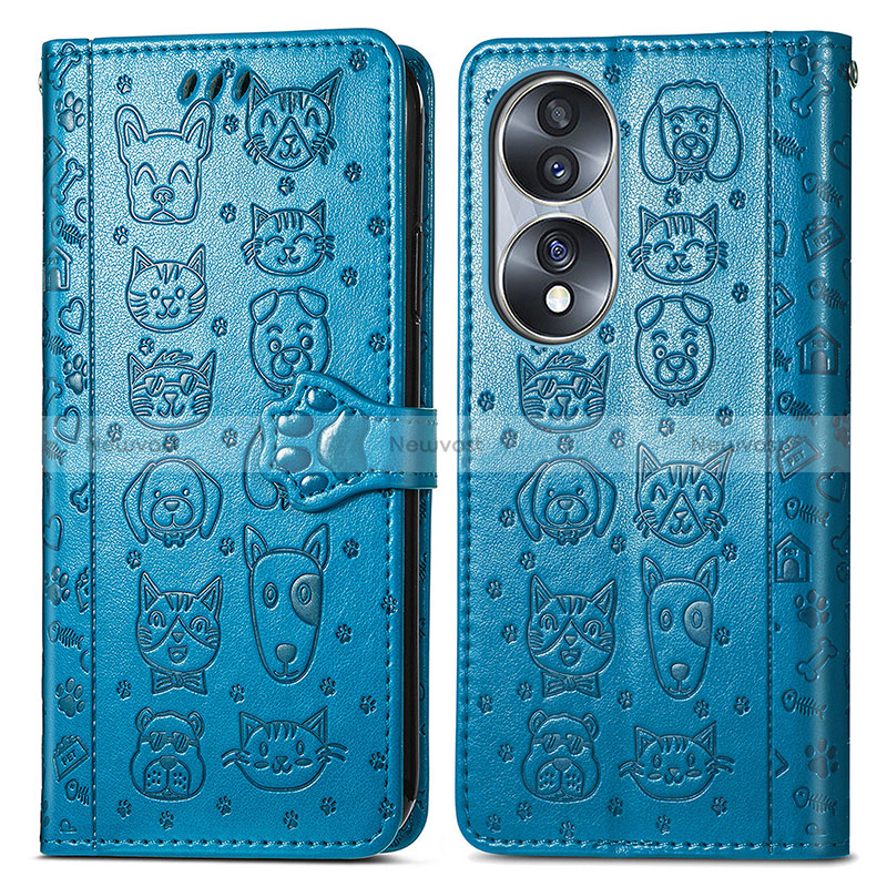 Leather Case Stands Fashionable Pattern Flip Cover Holder S03D for Huawei Honor 70 5G