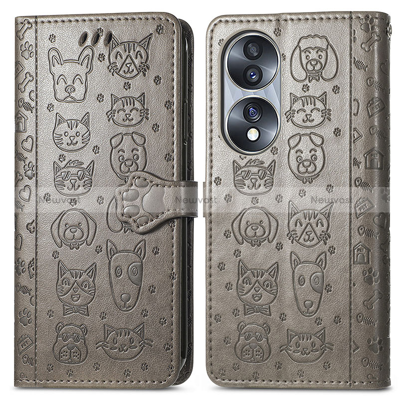 Leather Case Stands Fashionable Pattern Flip Cover Holder S03D for Huawei Honor 70 5G