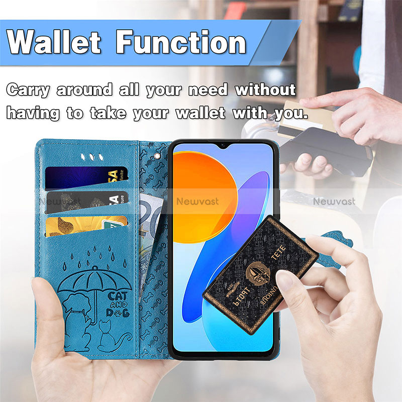 Leather Case Stands Fashionable Pattern Flip Cover Holder S03D for Huawei Honor 70 Lite 5G