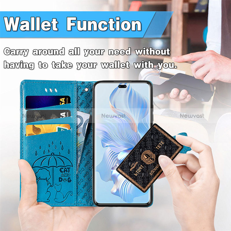 Leather Case Stands Fashionable Pattern Flip Cover Holder S03D for Huawei Honor 80 Pro 5G